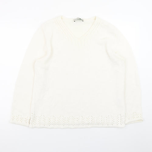 Róisín McCarthy Women’s Ivory V-Neck Knit Pullover Jumper L