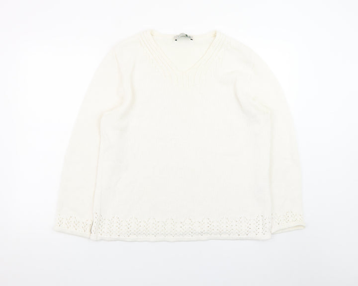 Róisín McCarthy Women’s Ivory V-Neck Knit Pullover Jumper L