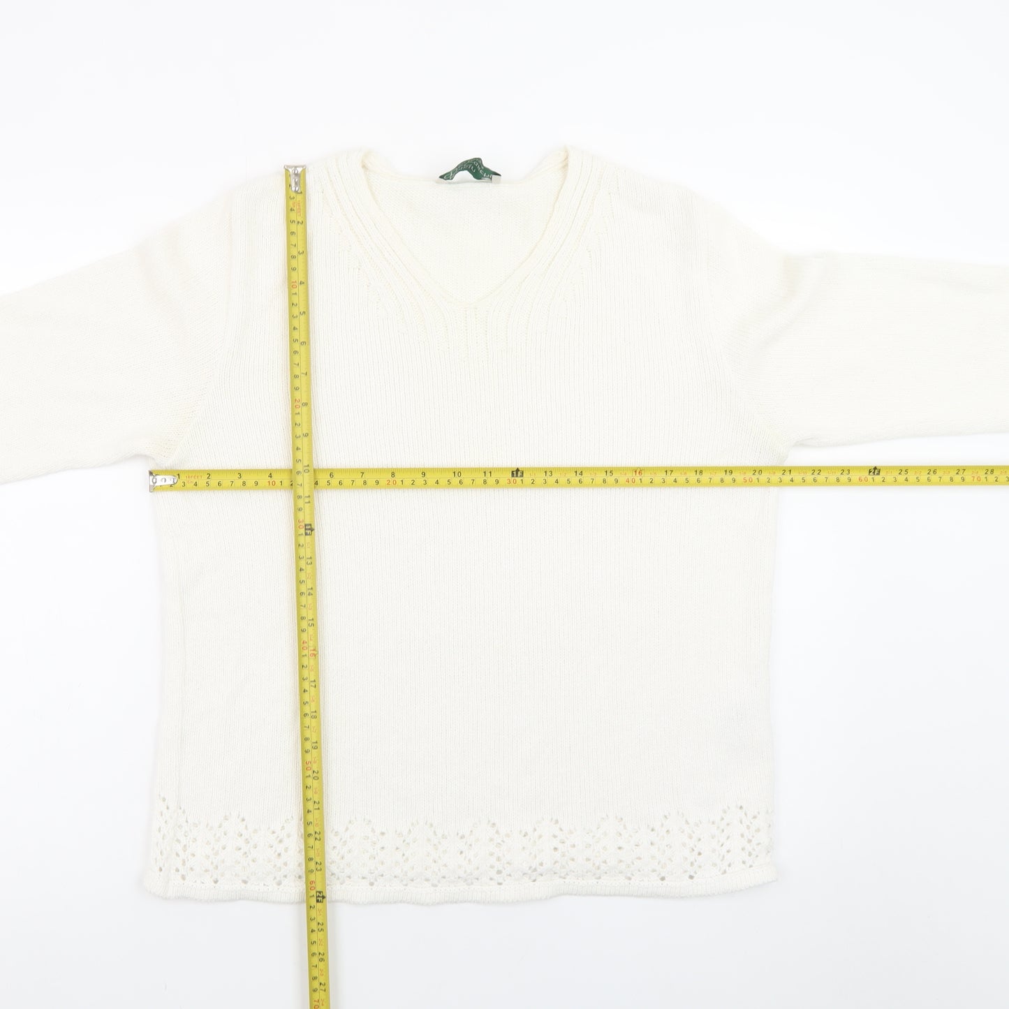 Róisín McCarthy Women’s Ivory V-Neck Knit Pullover Jumper L