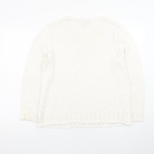 Róisín McCarthy Women’s Ivory V-Neck Knit Pullover Jumper L