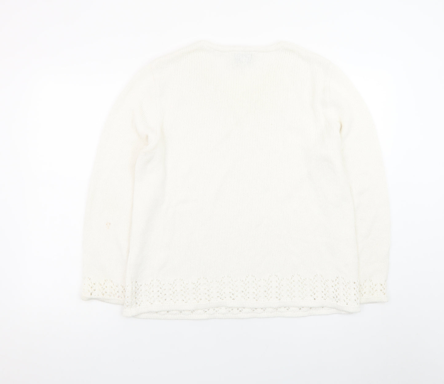 Róisín McCarthy Women’s Ivory V-Neck Knit Pullover Jumper L