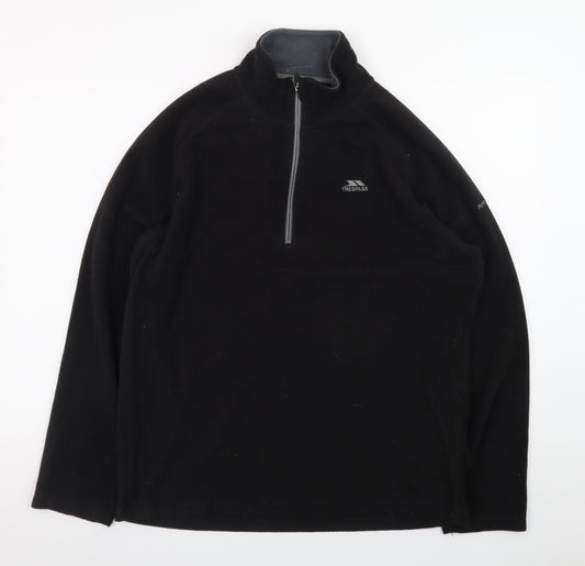 Trespass Mens Black Fleece Half Zip Pullover Sweatshirt Size L