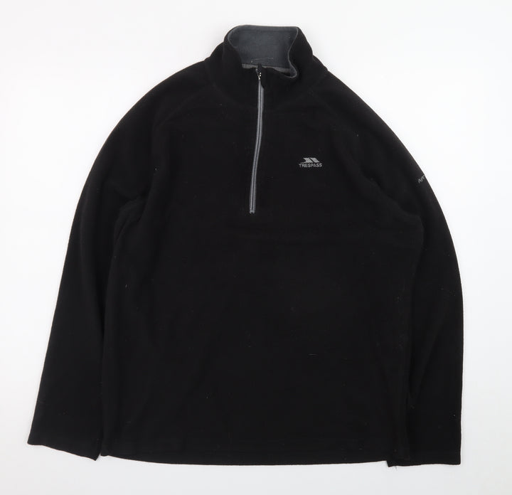 Trespass Mens Black Fleece Half Zip Pullover Sweatshirt Size L
