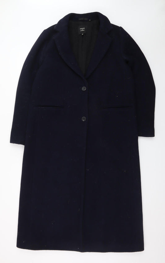 Superdry Men’s Black Wool Blend Long Overcoat Size M