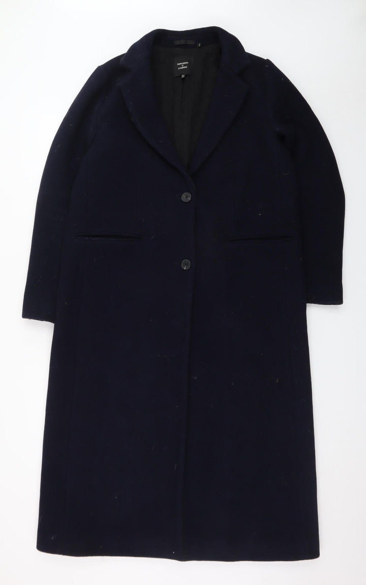 Superdry Men’s Black Wool Blend Long Overcoat Size M