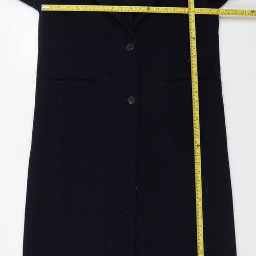 Superdry Men’s Black Wool Blend Long Overcoat Size M