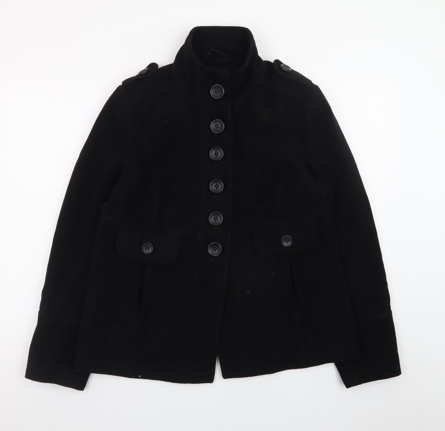 Dorothy Perkins Women's Black Military Button Short Jacket Size 12