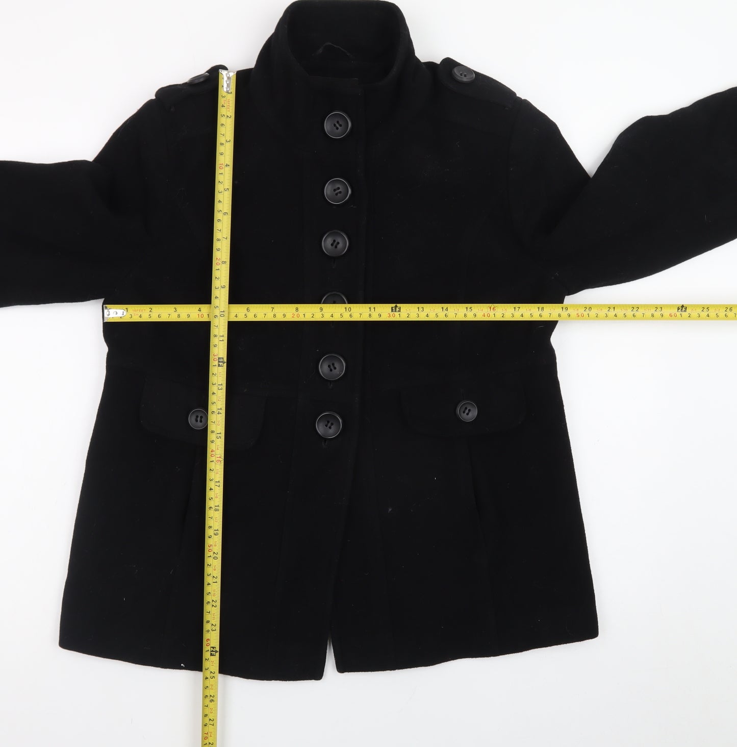 Dorothy Perkins Women's Black Military Button Short Jacket Size 12