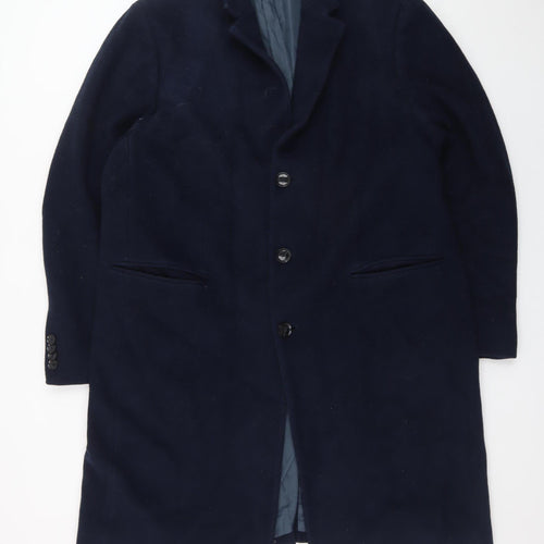Marks and Spencer Men's Navy Wool Overcoat XXL 44in Regular Fit