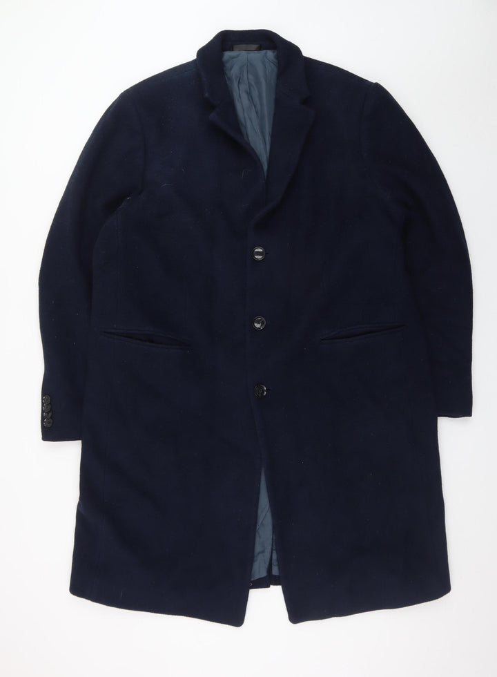 Marks and Spencer Men's Navy Wool Overcoat XXL 44in Regular Fit