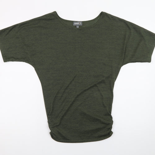 Apricot Womens Green Relaxed Fit Boat Neck Dolman T-Shirt Size 8