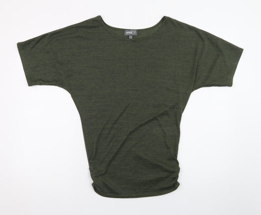 Apricot Womens Green Relaxed Fit Boat Neck Dolman T-Shirt Size 8