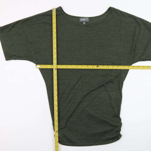 Apricot Womens Green Relaxed Fit Boat Neck Dolman T-Shirt Size 8