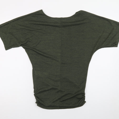 Apricot Womens Green Relaxed Fit Boat Neck Dolman T-Shirt Size 8