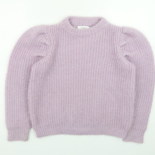 Zara Teens Purple Chunky Knit Puff Sleeve Jumper Size 10