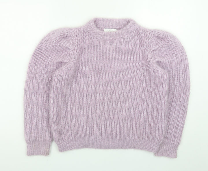 Zara Teens Purple Chunky Knit Puff Sleeve Jumper Size 10