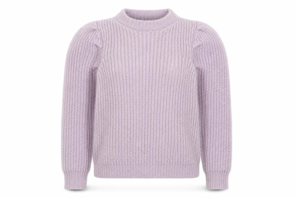 Zara Teens Purple Chunky Knit Puff Sleeve Jumper Size 10