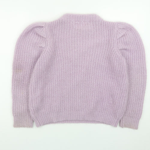 Zara Teens Purple Chunky Knit Puff Sleeve Jumper Size 10