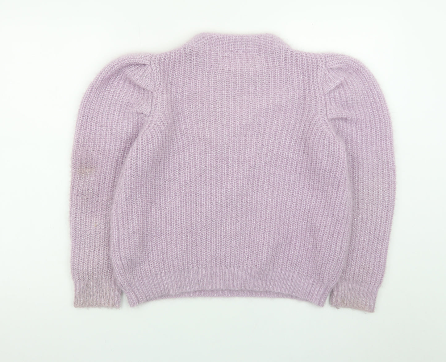 Zara Teens Purple Chunky Knit Puff Sleeve Jumper Size 10