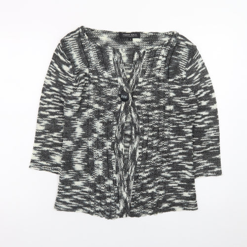 Frank Saul Women's Grey Knit Cardigan Small V-Neck 3/4 Sleeve