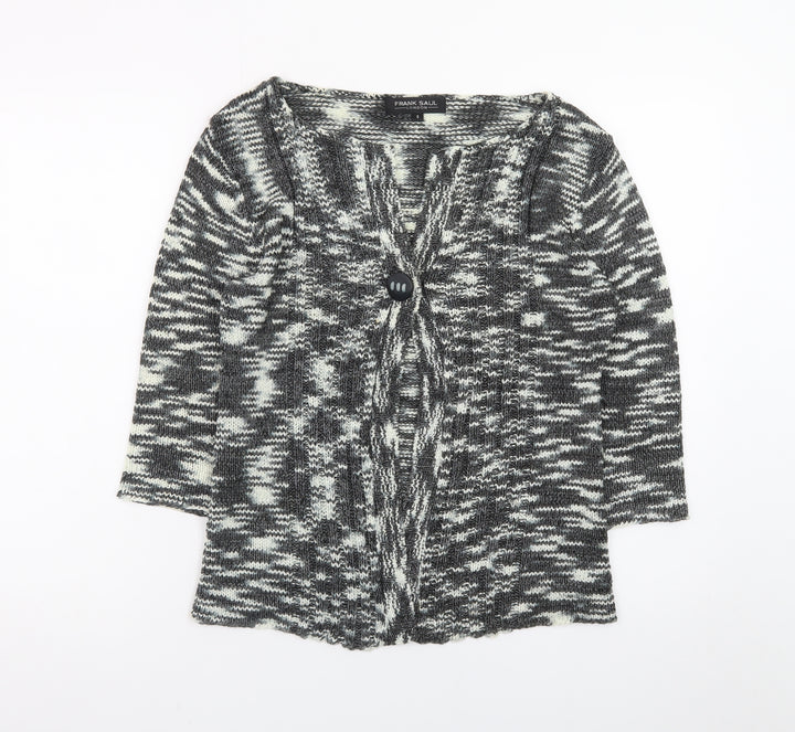Frank Saul Women's Grey Knit Cardigan Small V-Neck 3/4 Sleeve
