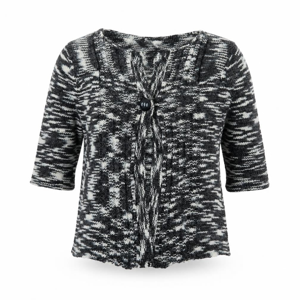Frank Saul Women's Grey Knit Cardigan Small V-Neck 3/4 Sleeve