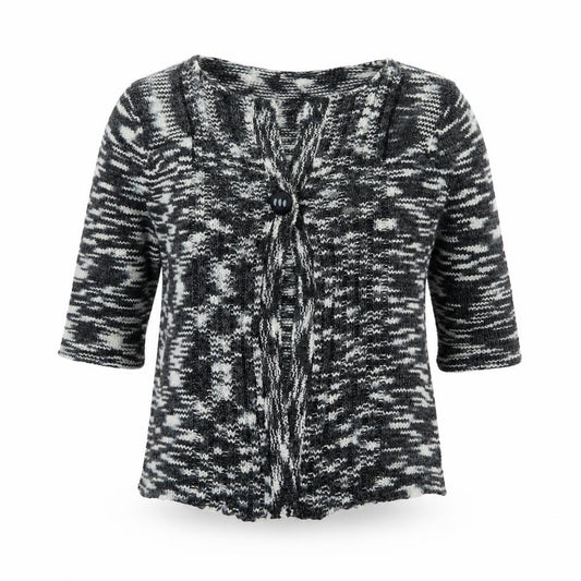 Front view of Frank Saul's Grey Knit Cardigan Small V-Neck 3/4 Sleeve