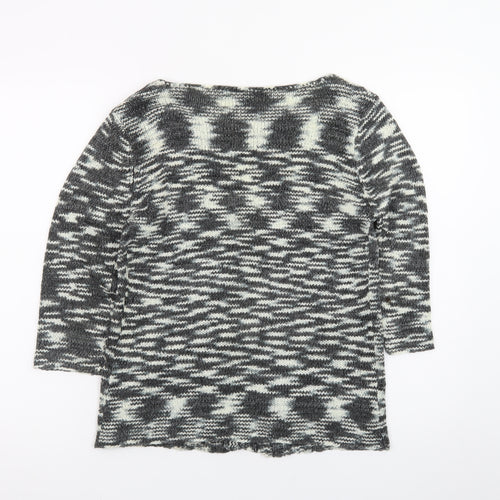 Frank Saul Women's Grey Knit Cardigan Small V-Neck 3/4 Sleeve