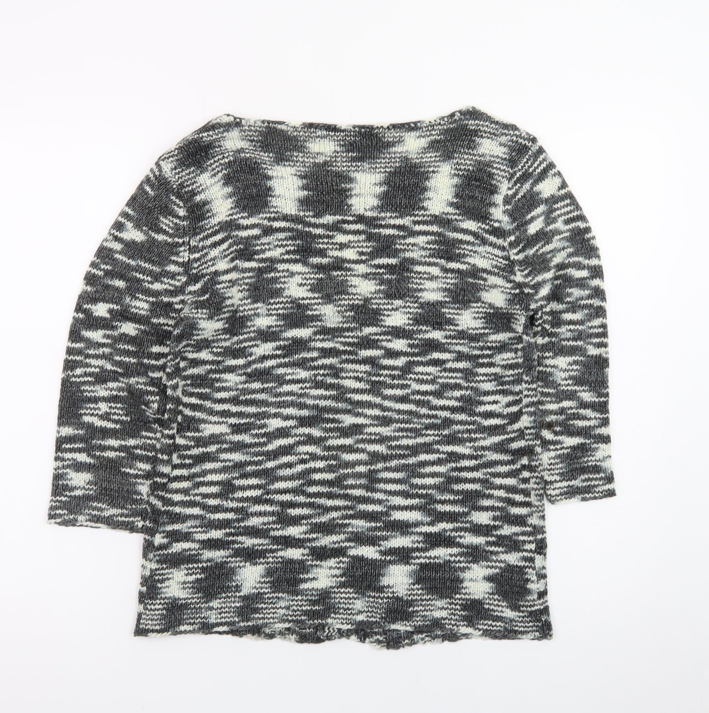 Frank Saul Women's Grey Knit Cardigan Small V-Neck 3/4 Sleeve
