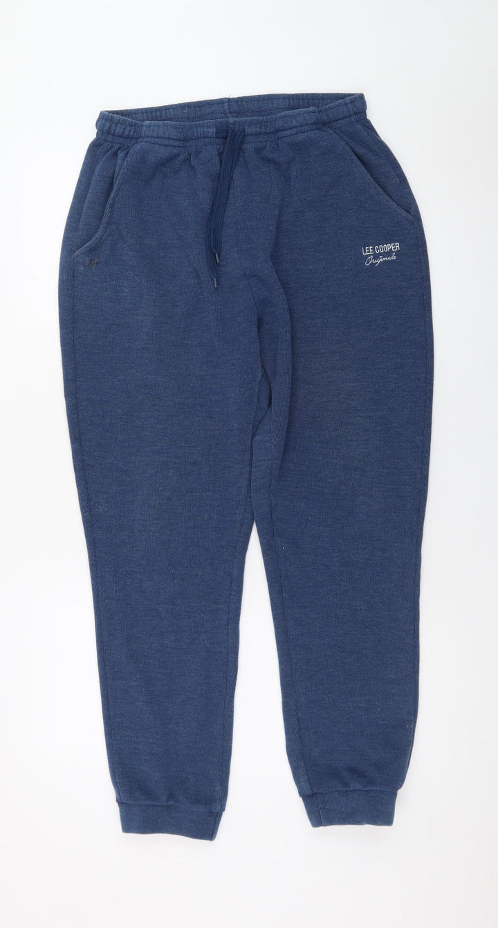 Lee Cooper Men's Blue Jogger Trousers L Regular Fit Elastic Waist
