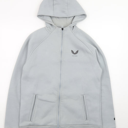 Castore Mens Grey Full Zip Hoodie L Regular Fit Lightweight