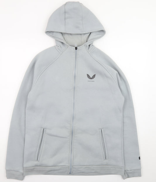 Castore Mens Grey Full Zip Hoodie L Regular Fit Lightweight