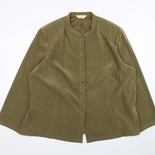 Elvi Womens Green Plus Size 26 Long Sleeve Suede Look Jacket