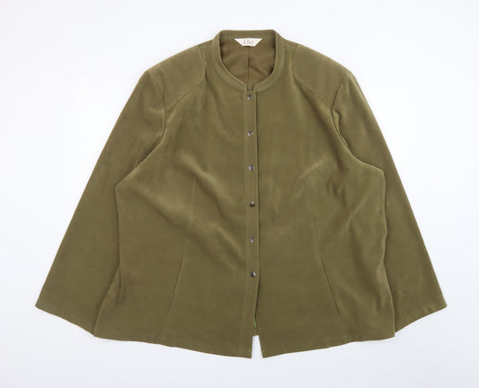 Elvi Womens Green Plus Size 26 Long Sleeve Suede Look Jacket