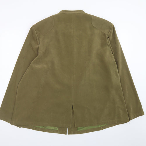 Elvi Womens Green Plus Size 26 Long Sleeve Suede Look Jacket