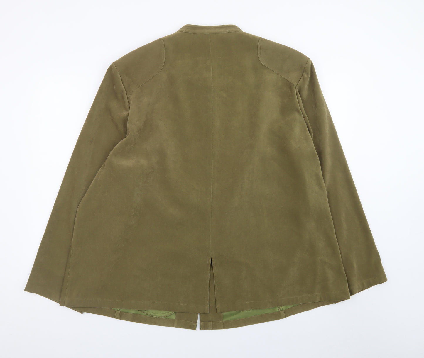 Elvi Womens Green Plus Size 26 Long Sleeve Suede Look Jacket