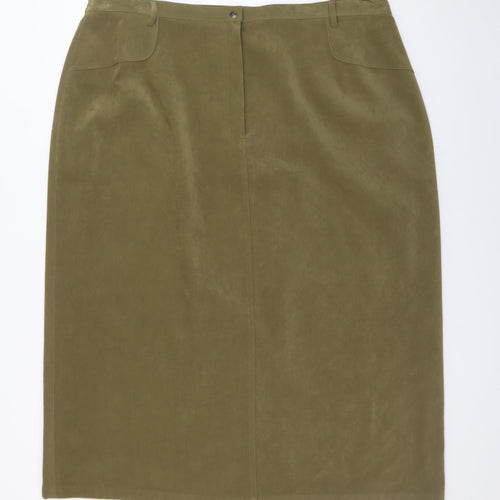 Elvi Women's Green Size 26 Pencil Skirt Knee Length Polyester