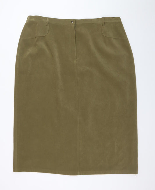 Elvi Women's Green Size 26 Pencil Skirt Knee Length Polyester
