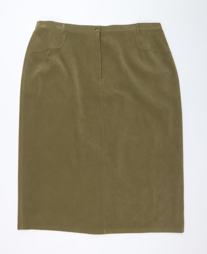 Elvi Women's Green Size 26 Pencil Skirt Knee Length Polyester