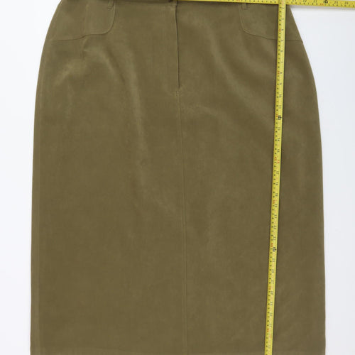 Elvi Women's Green Size 26 Pencil Skirt Knee Length Polyester