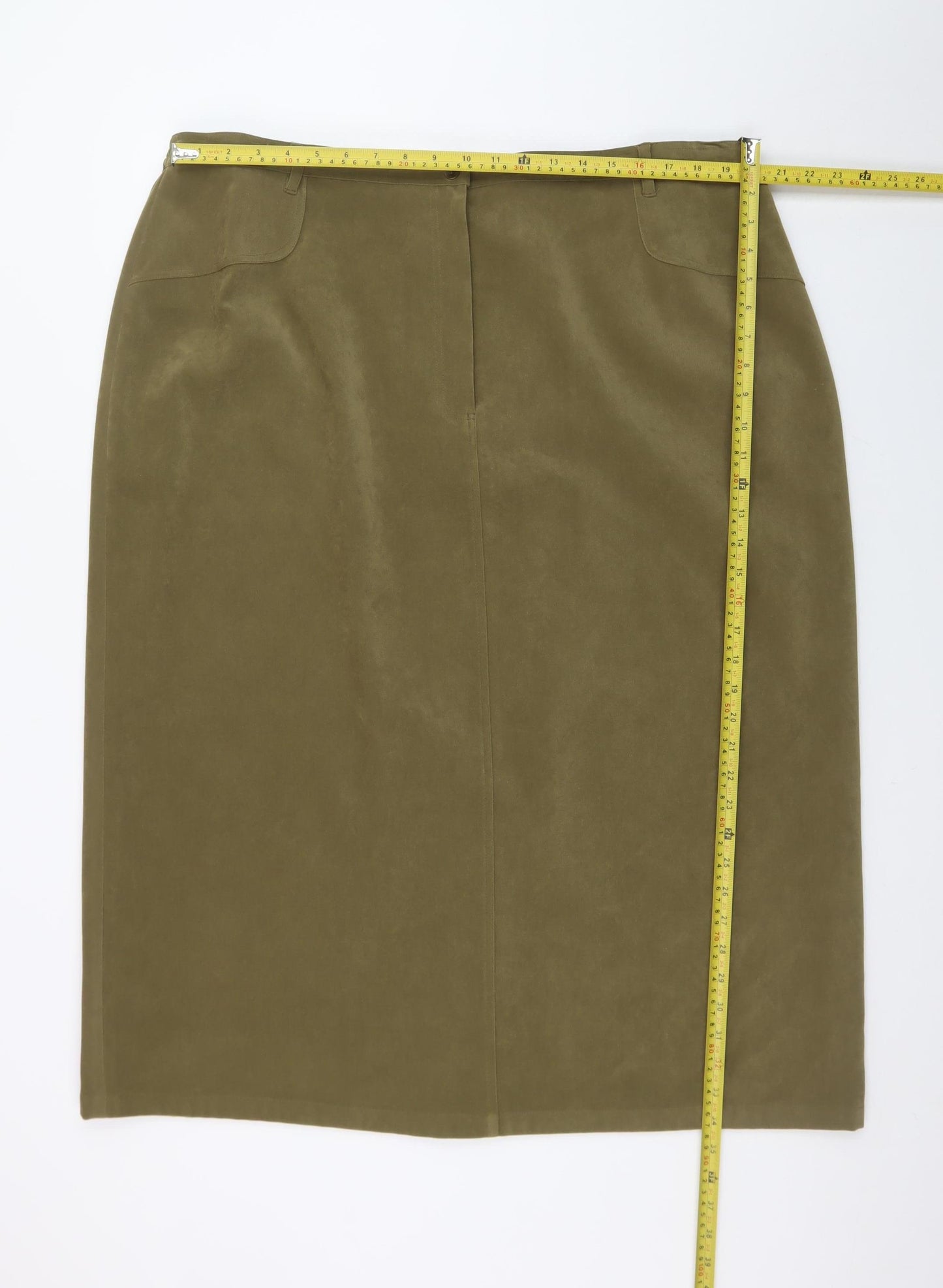 Elvi Women's Green Size 26 Pencil Skirt Knee Length Polyester