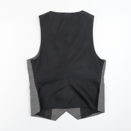 Zara Women Grey Check Waistcoat Vest Medium Classic Tailored
