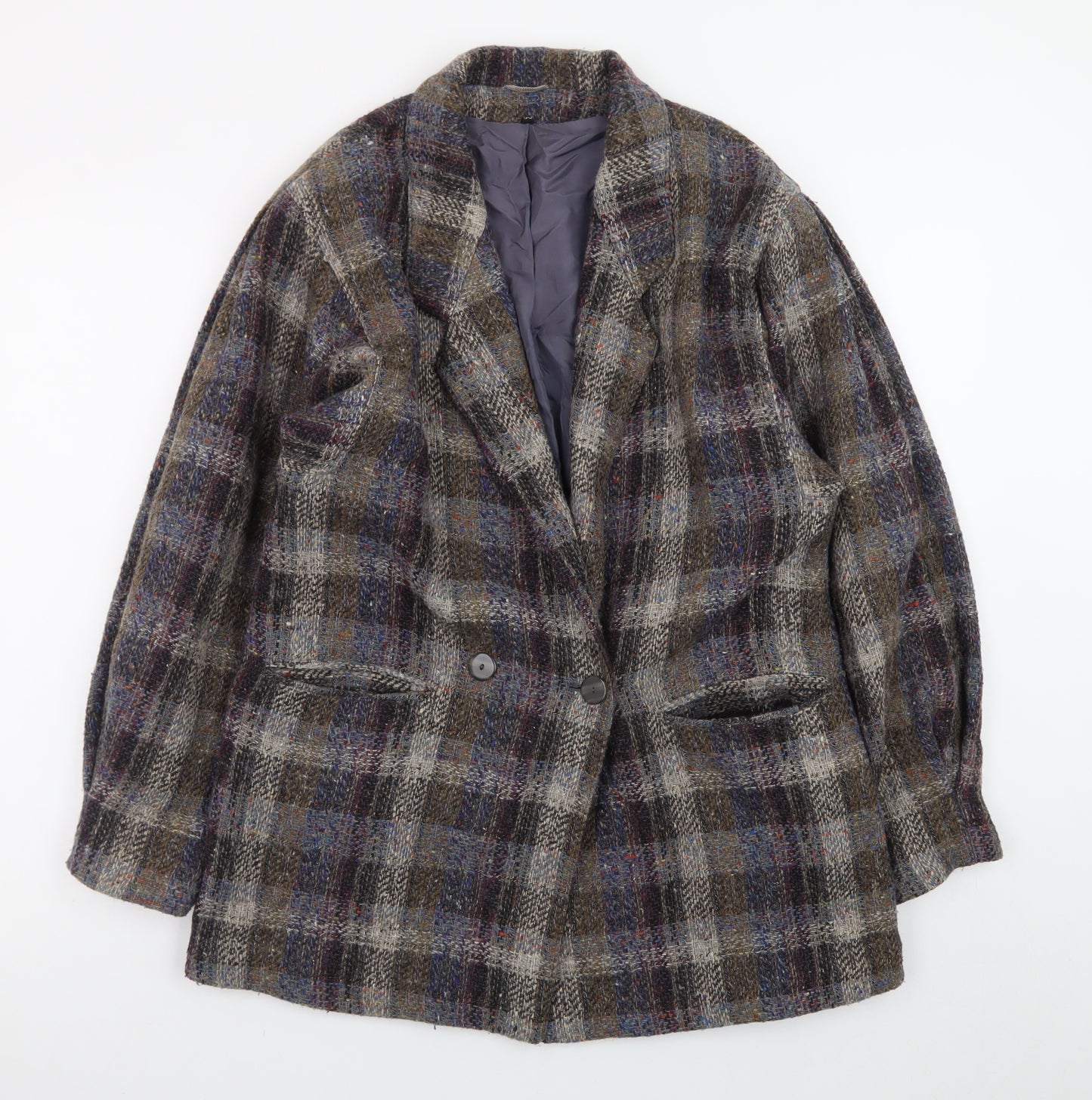 Kemper Women’s Multicoloured Check Wool Tweed Blazer Size 10