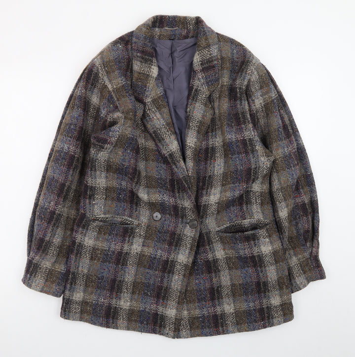 Kemper Women’s Multicoloured Check Wool Tweed Blazer Size 10