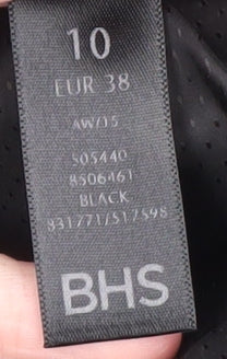 BHS Women Black Wool Blend Long Belted Overcoat Size 10
