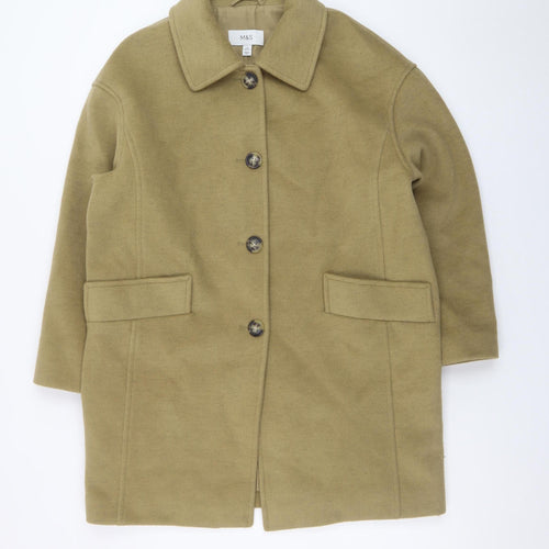 Marks and Spencer Women's Beige Wool Blend Petite Coat Size 12