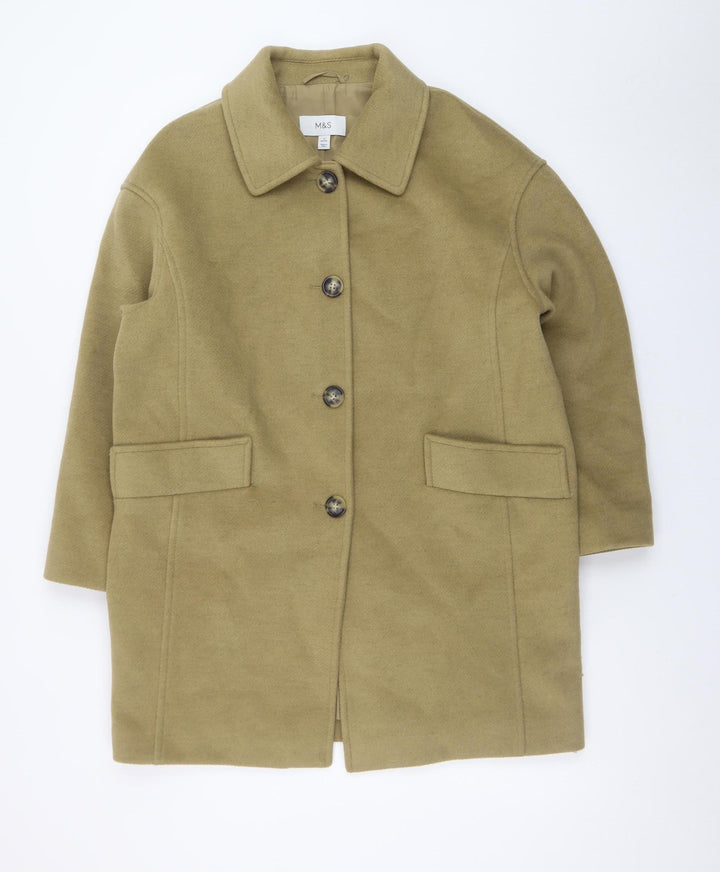 Marks and Spencer Women's Beige Wool Blend Petite Coat Size 12