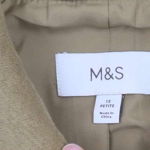 Marks and Spencer Women's Beige Wool Blend Petite Coat Size 12