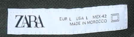 Zara Men Green Cotton Linen Military Jacket L 42 Regular