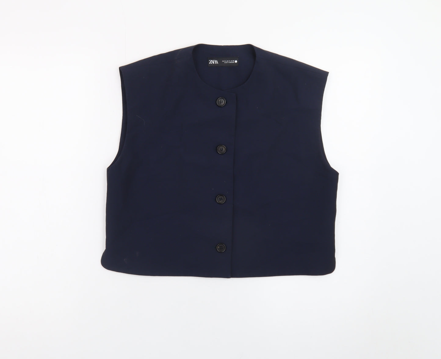 Zara Women's Blue Sleeveless Cropped Button Blouse Size 12